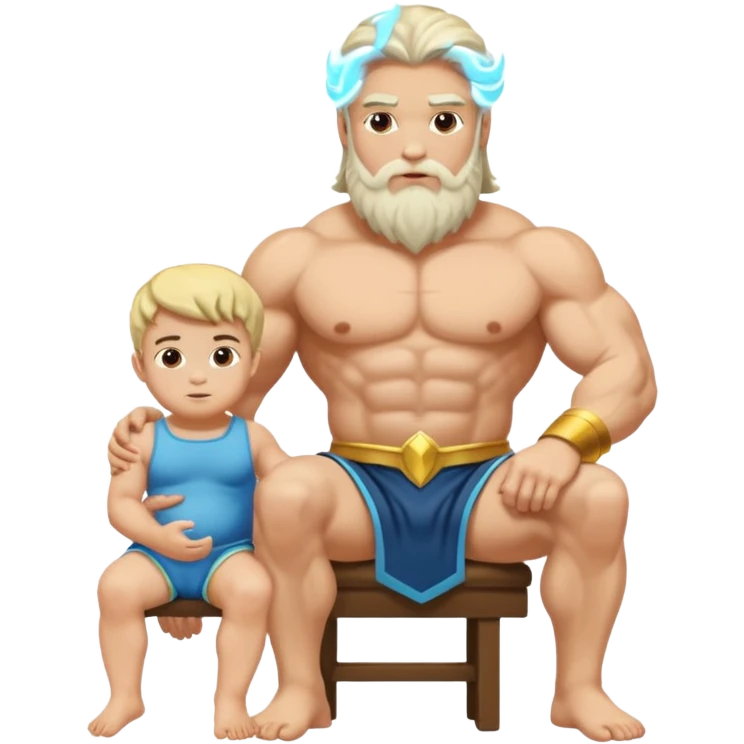 zeus with toddler sitting on thigh emoji