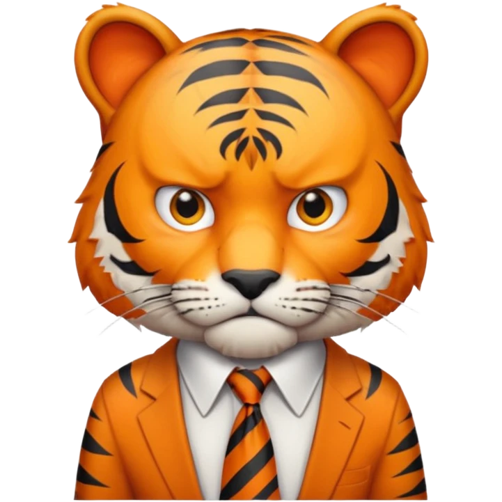 A tiger in office clothes, angrily stressed over a deadline., portrait emoji