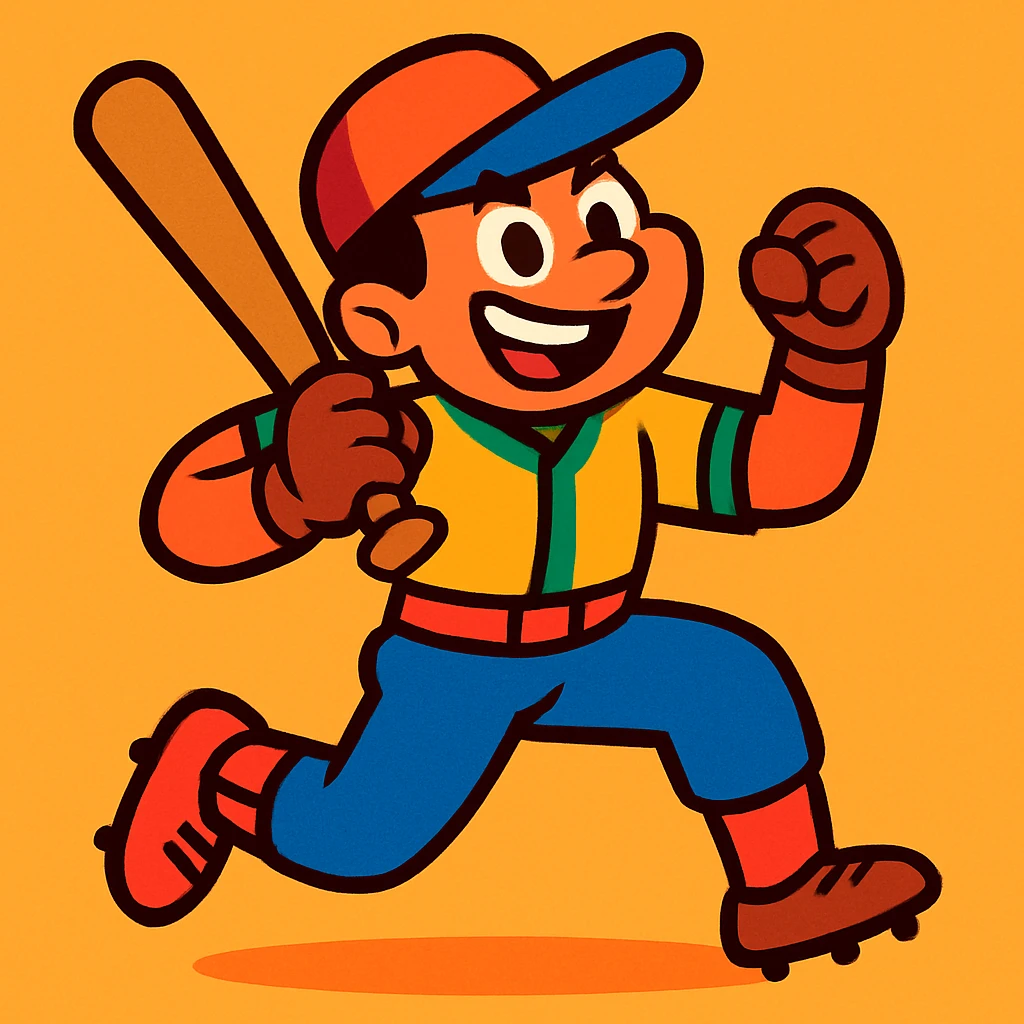 baseball player, energetic pose, holding a bat, colorful uniform, vibrant cartoon style emoji
