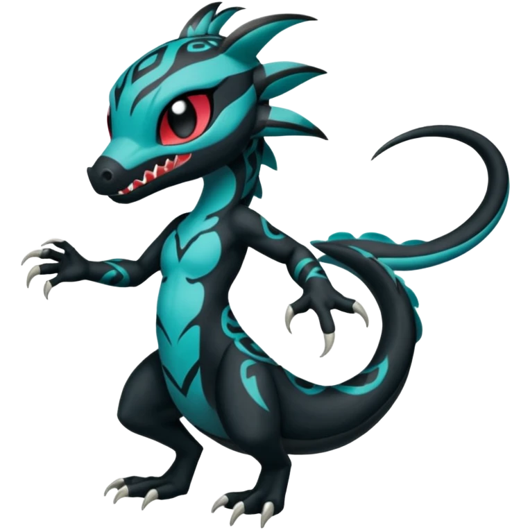 Meloetta-Venom-Stitch-Salandit-fusion, full body, tribal markings  emoji