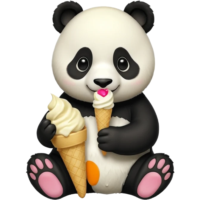 Panda eating ice cream emoji