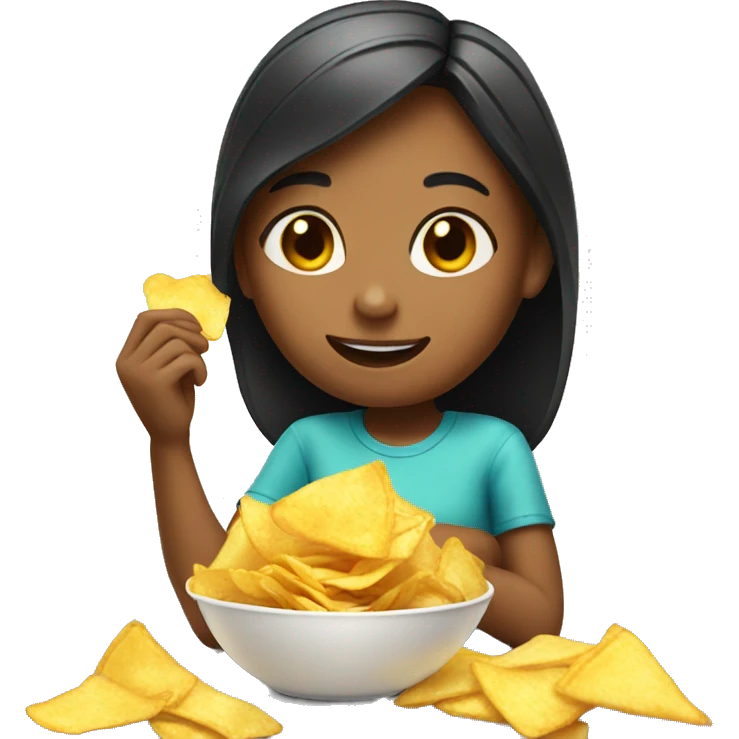 Girl eating chips emoji