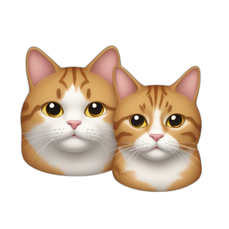 Two fat cats, one tabby and one white emoji