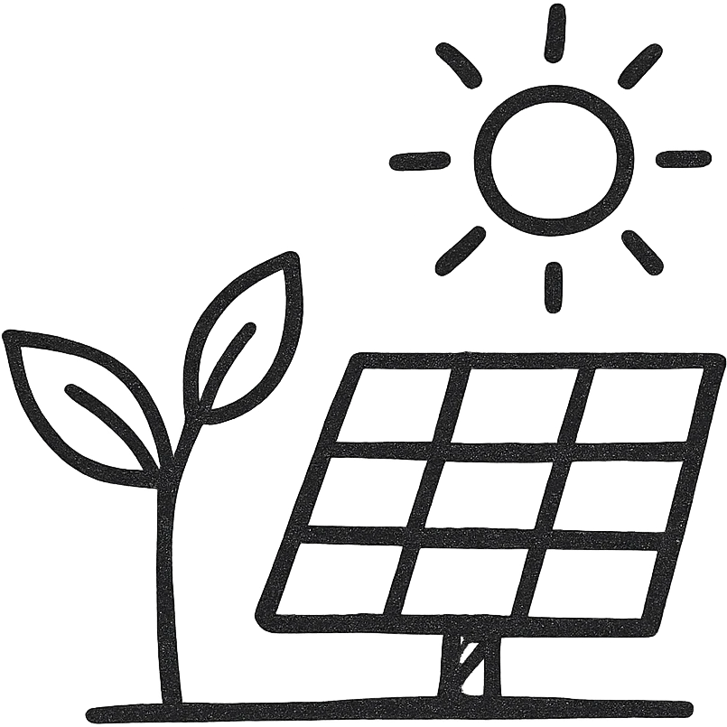 solar plant icon, hand drawn black outline emoji