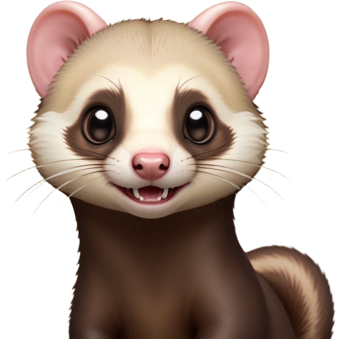 Cinematic Comical sable ferret Portrait Emoji, Head tilted dramatically with an exaggeratedly shocked expression, featuring a slender, wiggly body and a distinct sable ferret head with a pointed snout and small ears, with wide, hilariously expressive eyes full of humorous disbelief, Simplified yet hilariously expressive features, highly detailed, glowing with a slightly sassy natural glow, high shine, dramatic yet playful, stylized with an air of quirky charm, soft glowing outline, capturing the essence of a meme-worthy sable ferret that looks ready to scamper into viral fame! emoji
