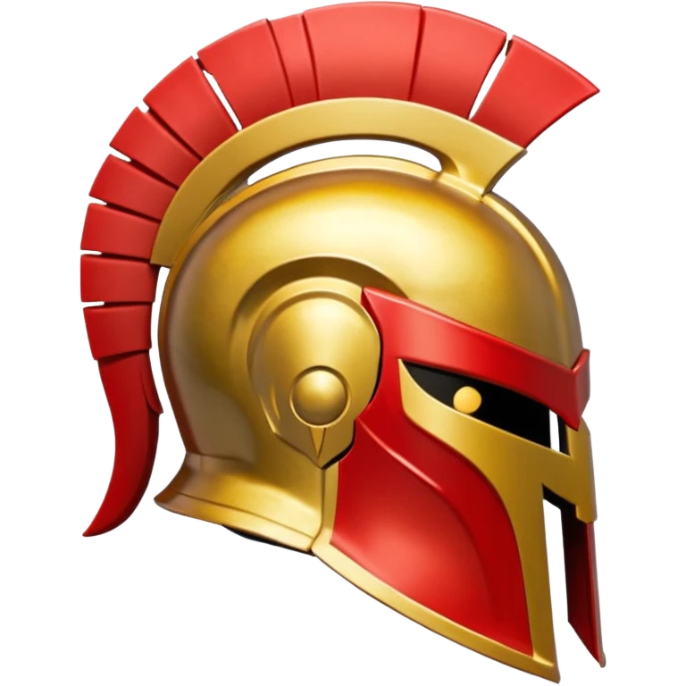 Side view of a gold Spartan helment with red ascents and then the crest is both red and gold emoji
