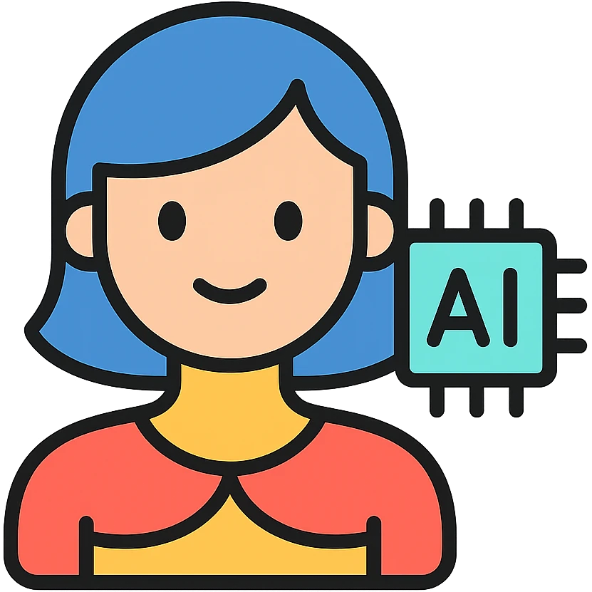 color outline icon of an AI agent with feminine features emoji