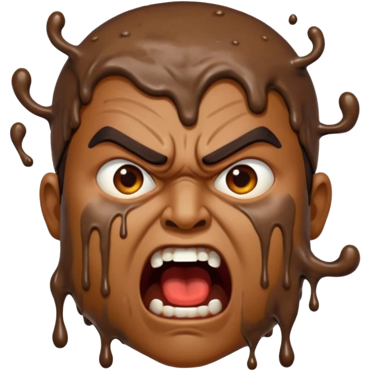 Indian man very dirty with brown slime. Angry screaming with rage emoji