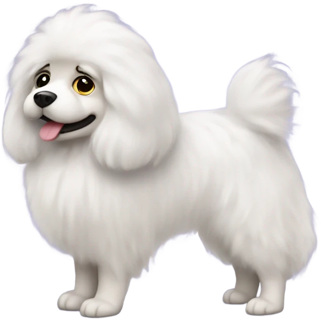 White fluffy Dog in makeup from a side view  emoji
