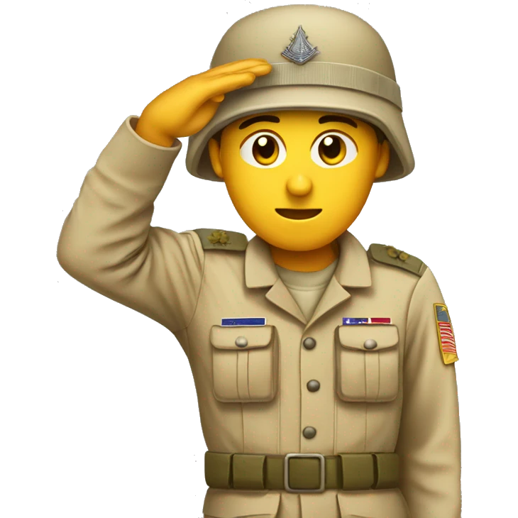 soldier saluting with desert uniform emoji