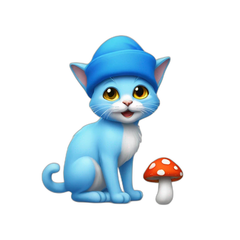 smurf cat with mushroom hat emoji