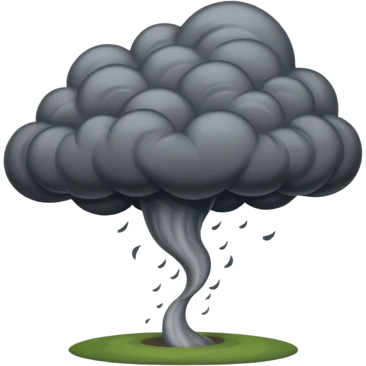 A thick dark funnel cloud sweeping across open plains. emoji