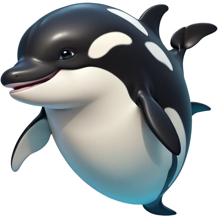 Cinematic Comical orca Portrait Emoji, Head tilted dramatically with an exaggeratedly shocked expression, featuring a sleek black-and-white body with wide, comically expressive eyes full of playful disbelief and animated flippers, Simplified yet hilariously expressive features, highly detailed, glowing with a slightly sassy oceanic glow, high shine, dramatic yet playful, stylized with an air of cheeky marine mischief, soft glowing outline, capturing the essence of a meme-worthy orca that looks ready to make waves with its hilariously dramatic antics! emoji