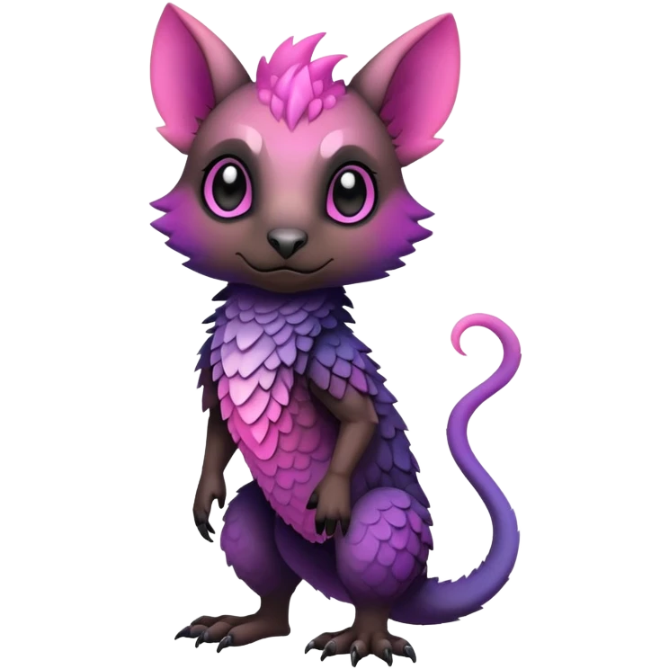 Cool Edgy Black-pink-purple-gradient Trico-animal-creature full body emoji