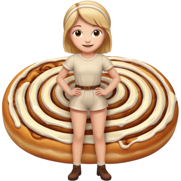 A girl full body. When a cinnamon roll outfit. emoji