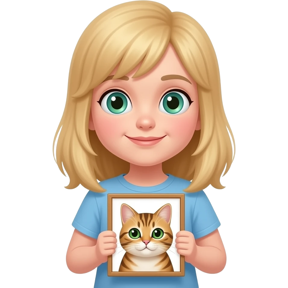 Dirty blonde girl with green eyes that are kind of blue that is autistic with a cat emoji