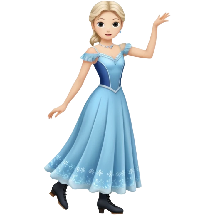 Victorian ice skater in a long dress emoji