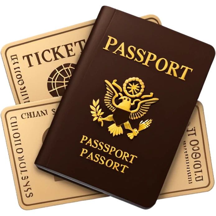 brown passaport and tickets emoji