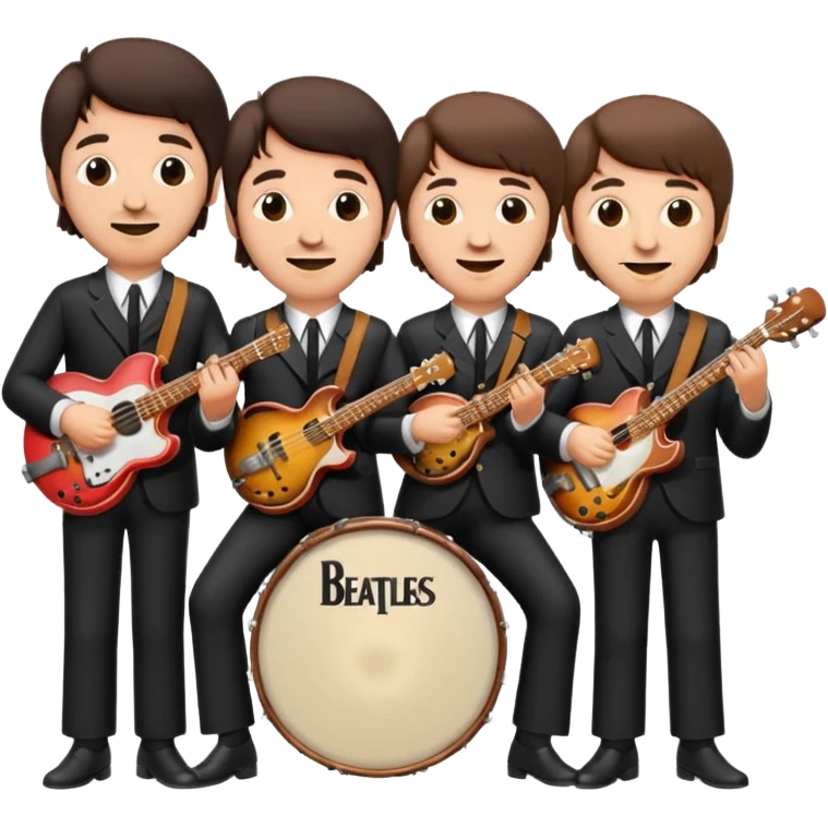 The Beatles with instruments, emoji style emoji