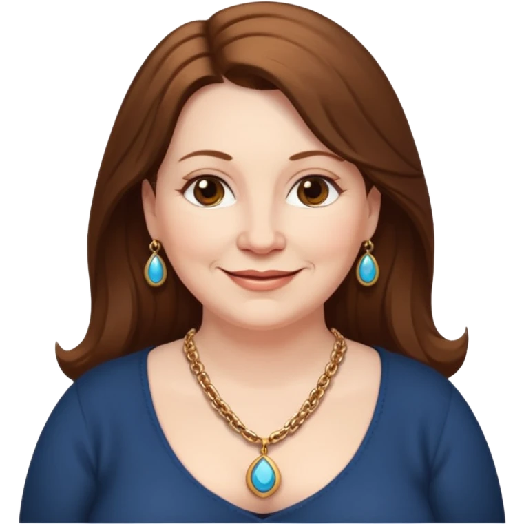 50 yr old white woman pale long brown hair small smile chubby emoji