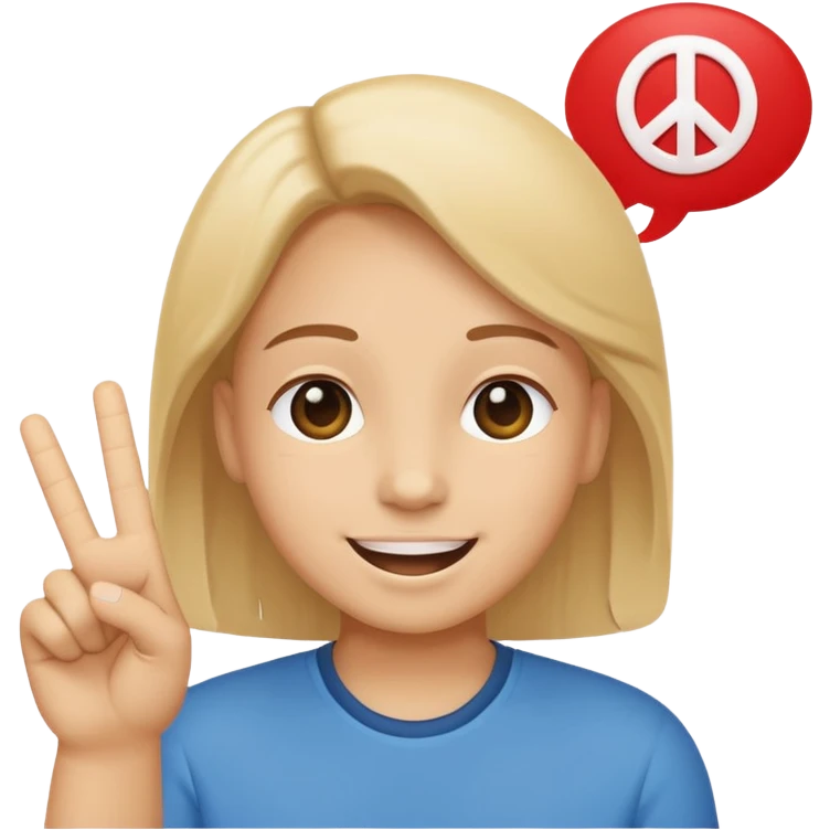 no worries emoji, cheerful face with a peace sign, with a speech bubble saying 'no worries' emoji