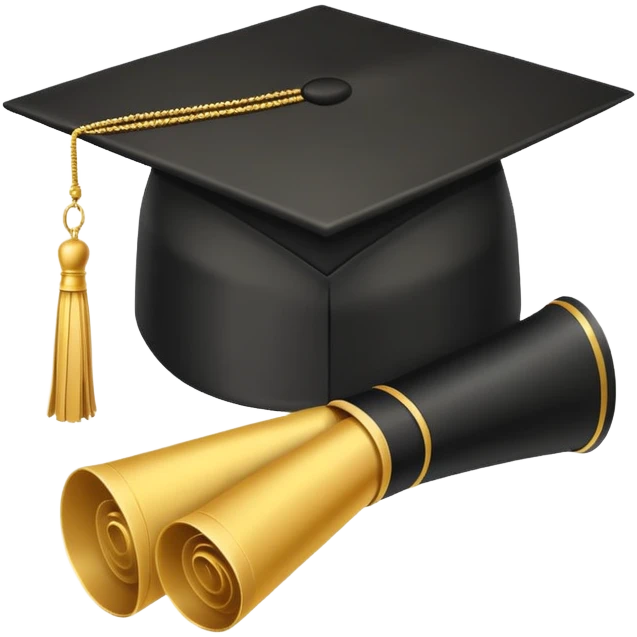 A graduation cap and diploma emoji