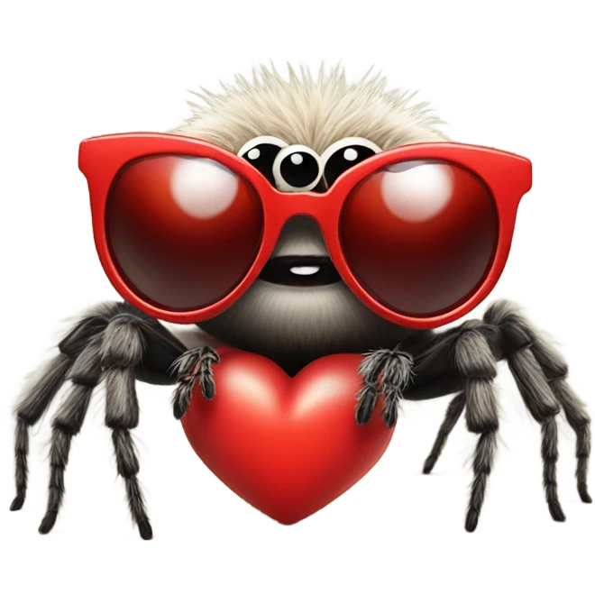 jumping spider with red heart sunglasses  emoji