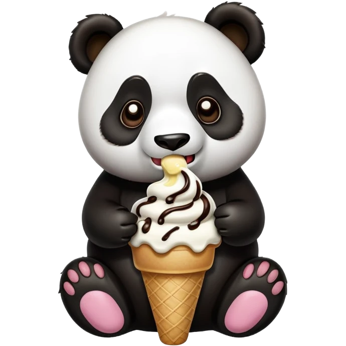 Panda eating ice cream emoji
