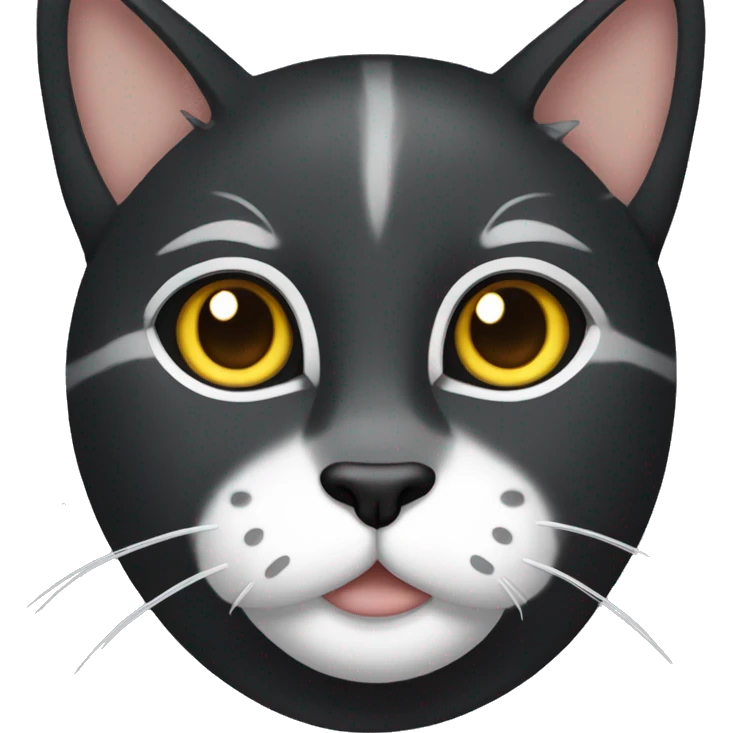 The cat is black with a white spot on the chest emoji