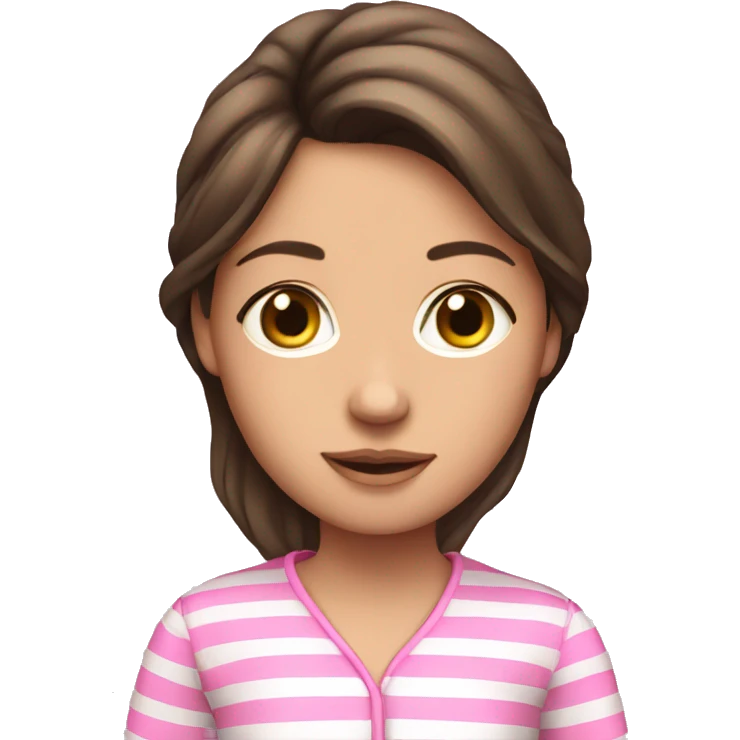Brunette girl with pink striped pyjama emoji