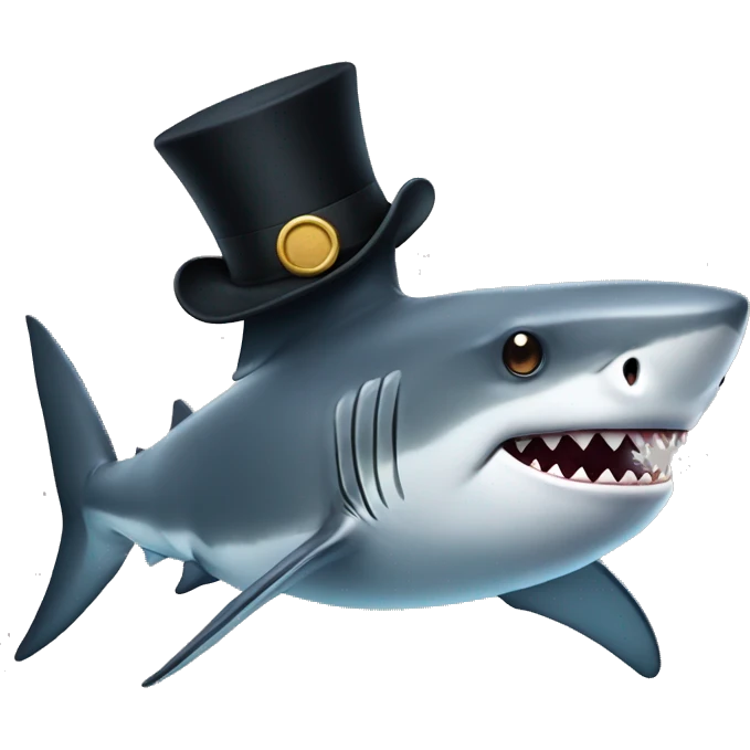 Shark with a top hat emoji