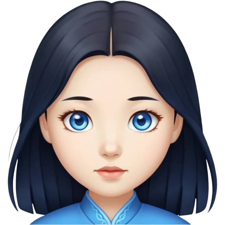 Chinese girl with blue eyes and long dark hair  emoji
