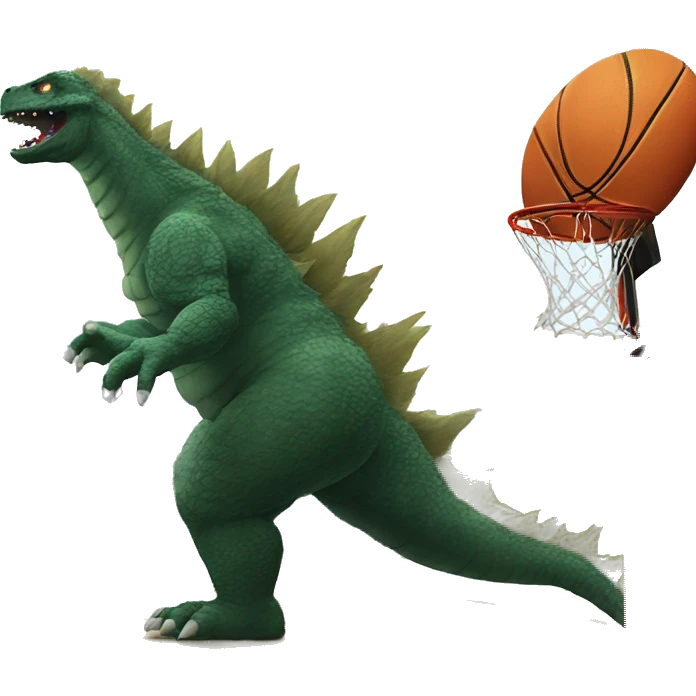 Godzilla playing basketball emoji