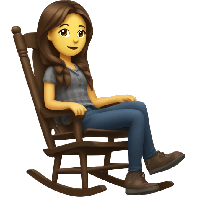 Girl with brown hair sitting in a rocking chair emoji