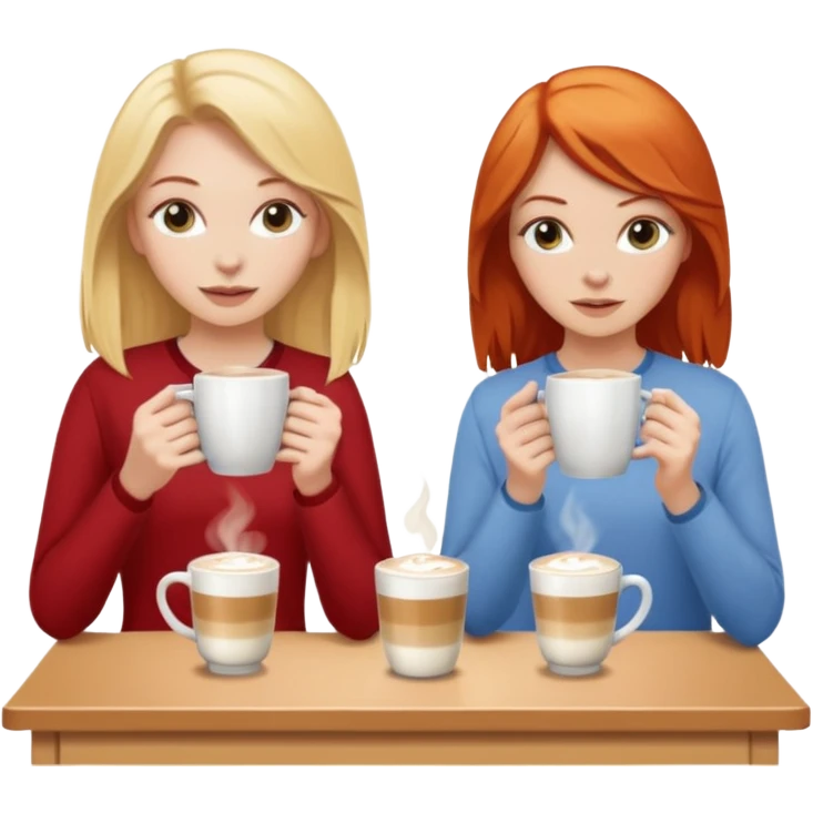 Two girls (one blonde one redhead) making lattes in dorm room  emoji