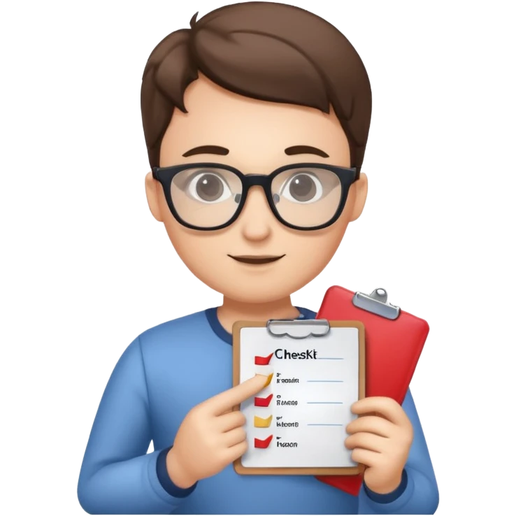 product owner person with glasses checklist emoji