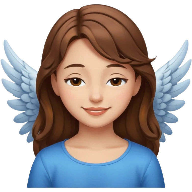 smiling girl with wings with her eyes closed and brown hair emoji