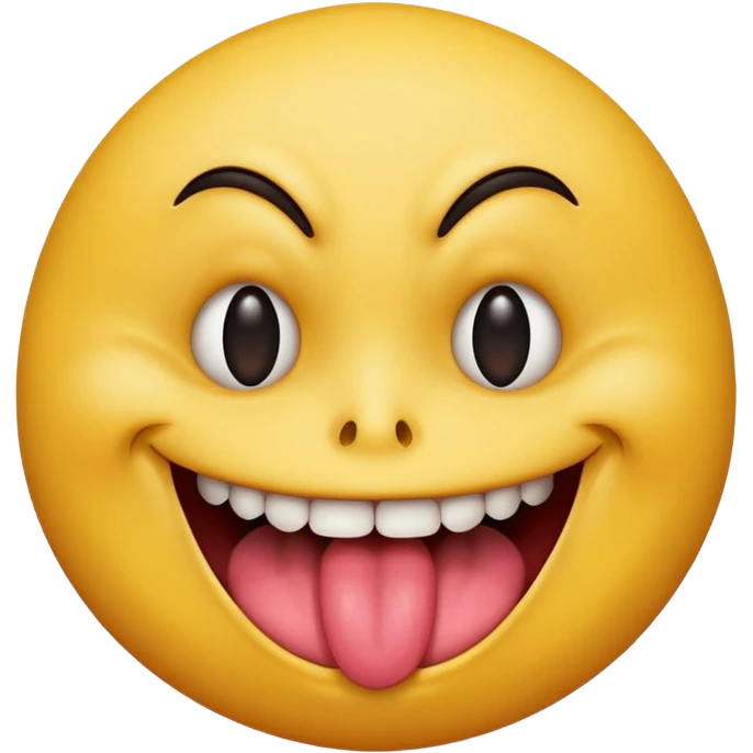 Insane smiley face who’s greedy and has beady tired eyes evil with tongue out  emoji