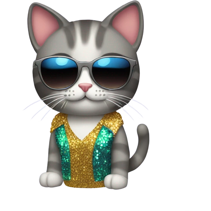 Cat with sunglasses and a disco outfit  emoji