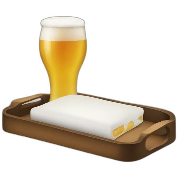 hand holding a tray with beer in it emoji
