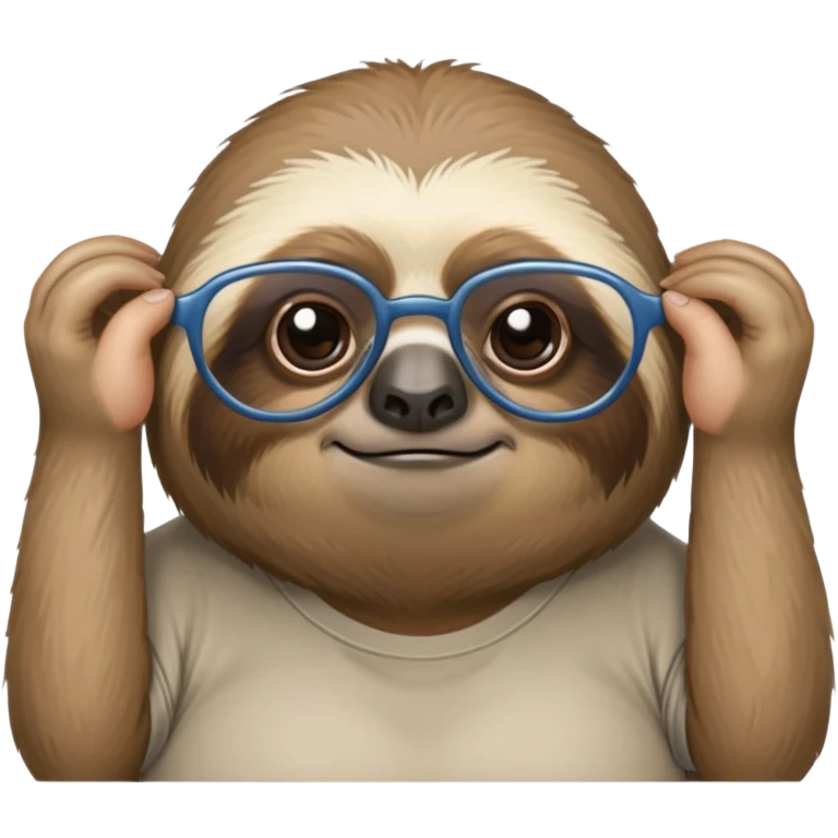 a grumpy sloth that is unhappy with a t-shirt which says: “Sonya”. she also has round thick glasses and she’s fat emoji
