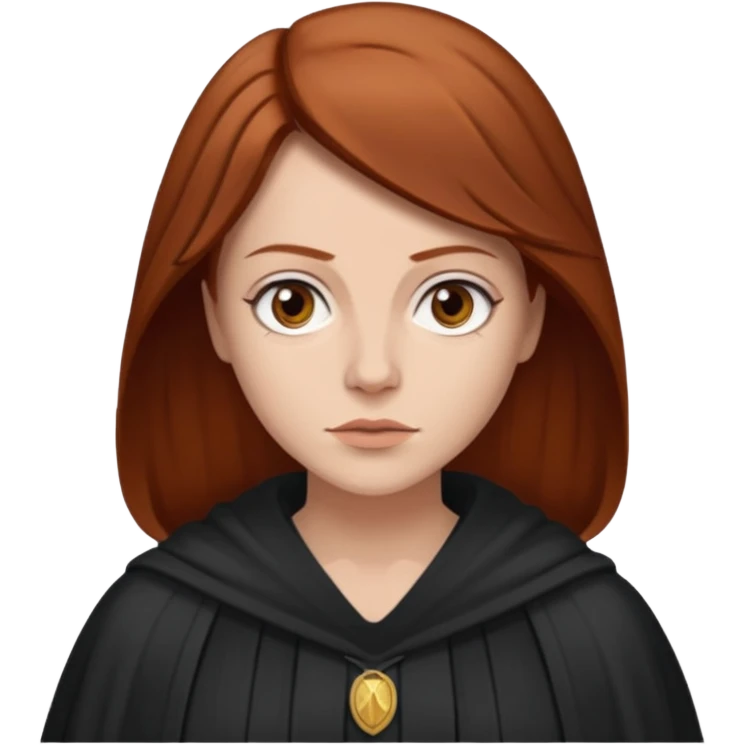 A white woman with brown/auburn hair robed like she's a Traitor in the tv show The Traitors emoji
