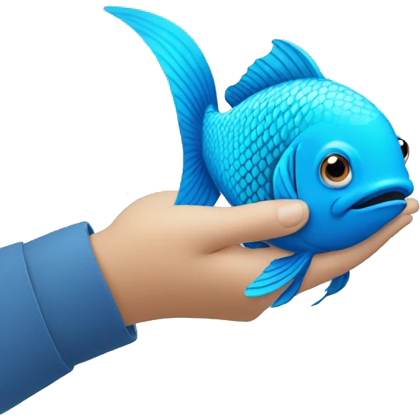 blue fish being held emoji