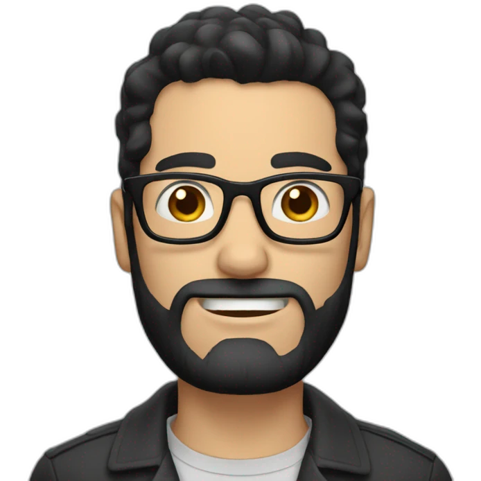 Tall white man with black hair a short beard wearing glasses emoji