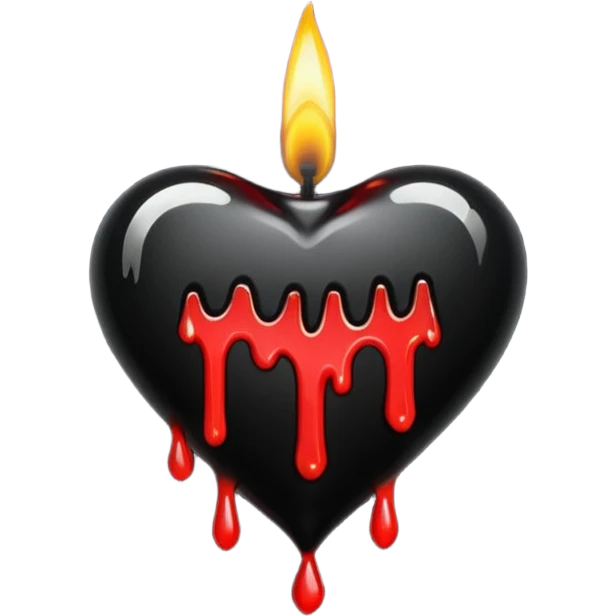 goth heart with a dripping candle emoji