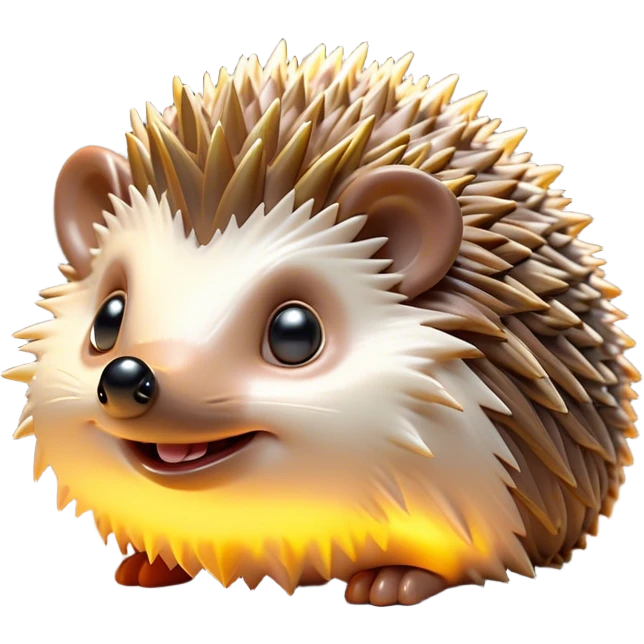 Cinematic Cheeky Hedgehog Portrait Emoji, Head tilted playfully with a mischievous squint and a tiny, cheeky grin, showcasing a compact, prickly body with soft quills and perky little ears, Simplified yet remarkably expressive features, highly detailed, glowing with a vibrant, playful glow, high shine, spirited and quirky, stylized with an air of whimsical woodland mischief, soft glowing outline, capturing the essence of a cheeky hedgehog that looks ready to roll out of the screen with playful attitude! emoji
