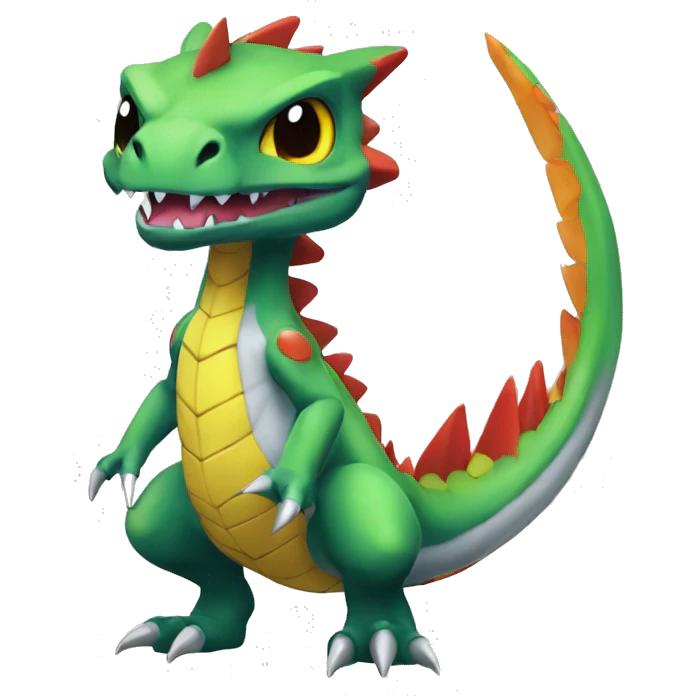 Colorful Edgy Chibi-Greymon-Flygon-Velociraptor-Pokémon emoji