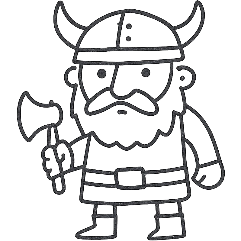 viking viking character, hand drawn outline icon style emoji