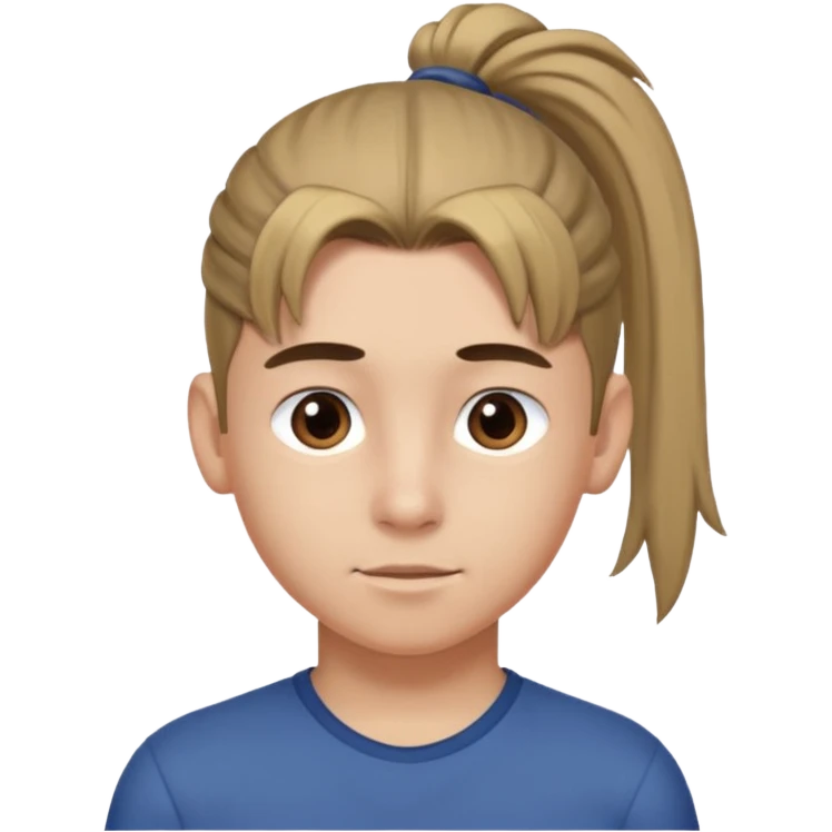 boy with ponytail, 3/4 view emoji