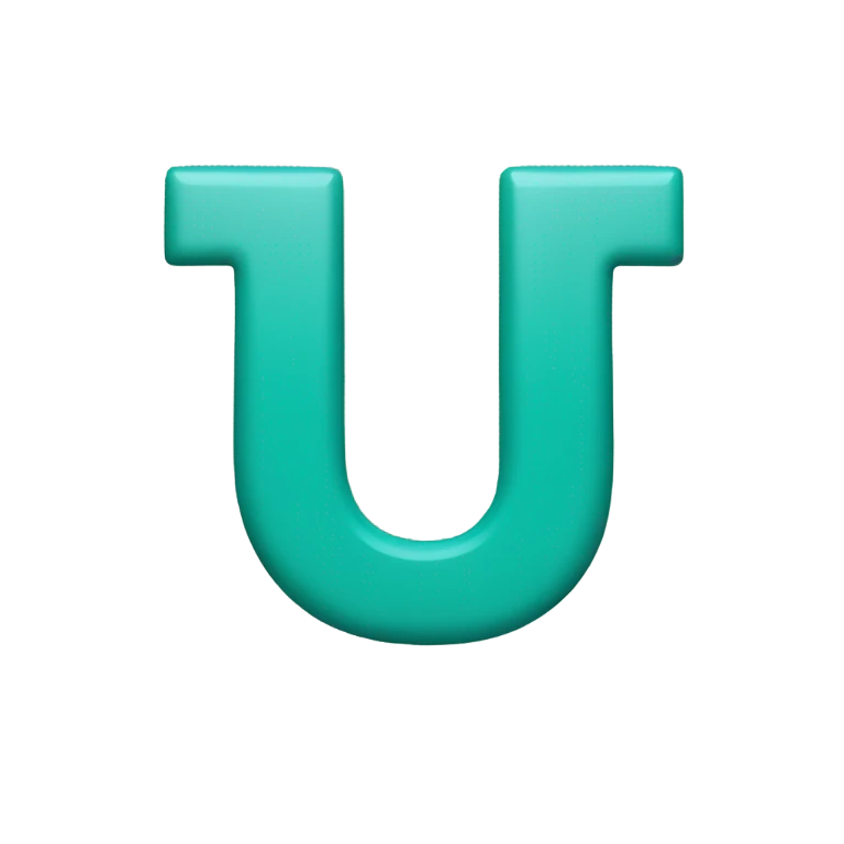 Teal color letter U emoji